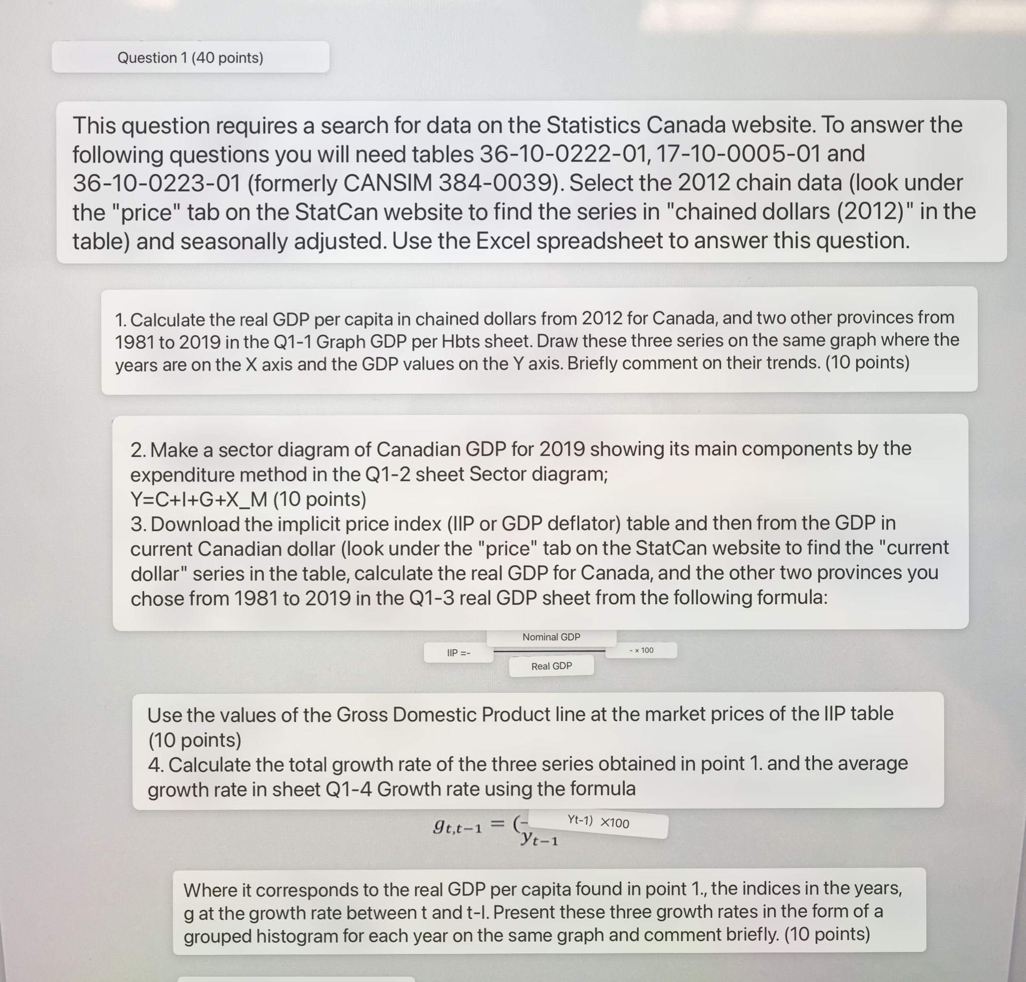 Question 1 (40 points) This question requires a search for data
