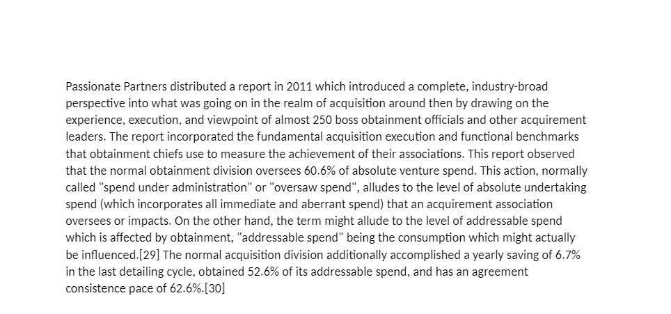 industry-broad perspective into what was going on in the realm of acquisition
