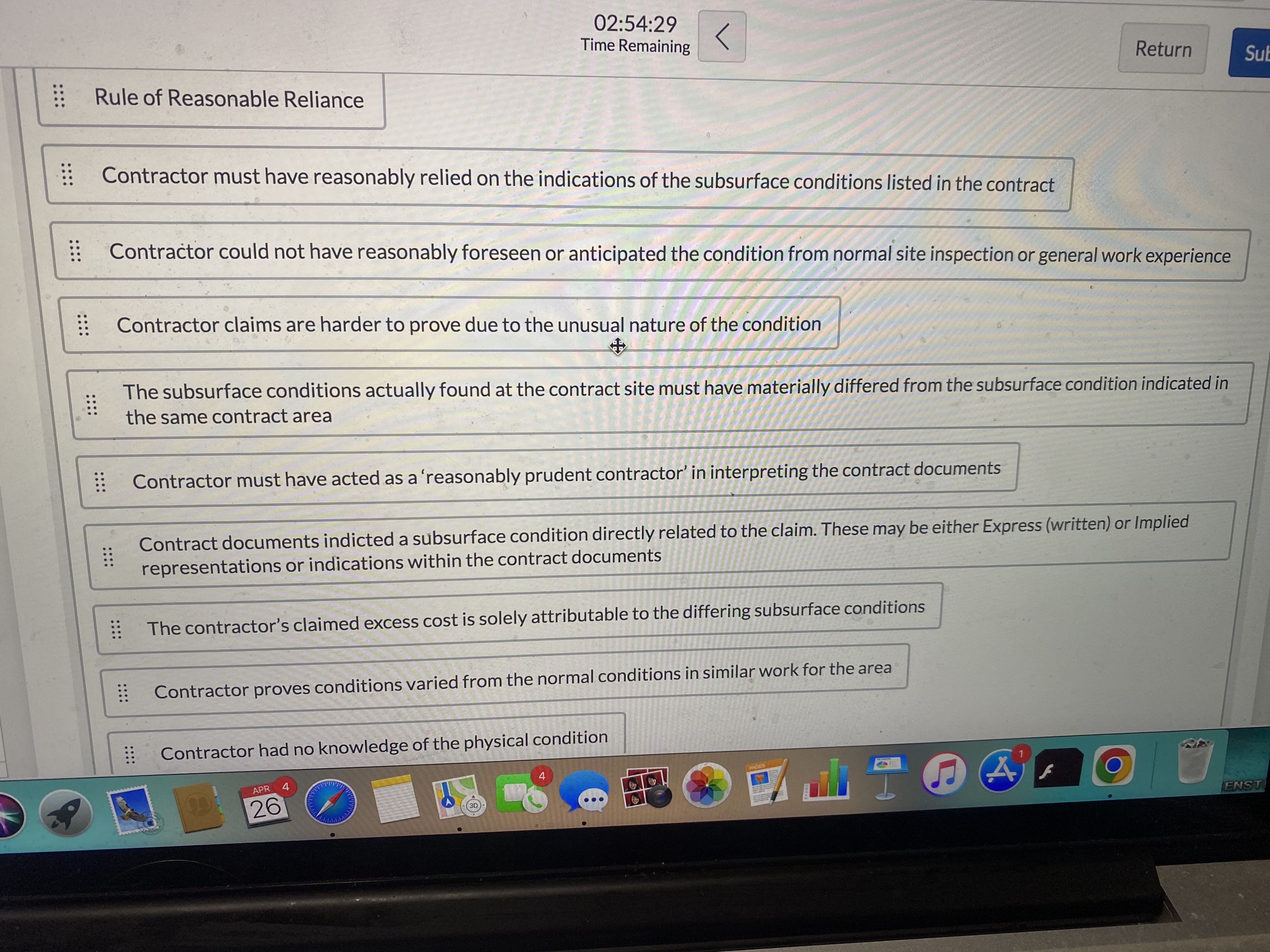 Differing Site Conditions - Place the concepts/elements under the correct category.Category I