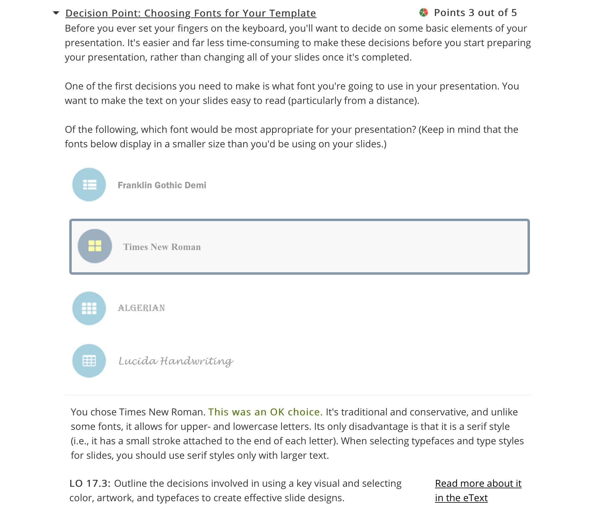 V Decision Point: Choosing Fonts for Your Template a Points 3