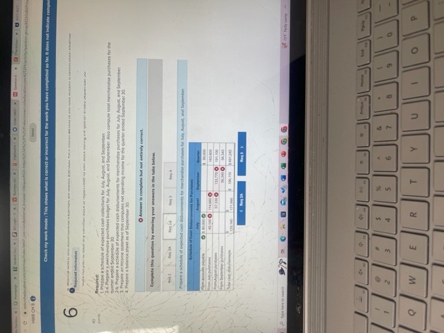 that is preparing a master budget for the third quarter of the