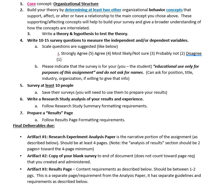 at least two other organizational behavior concegts that support, affect, or alter