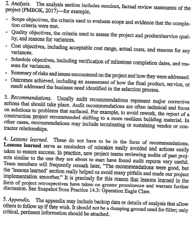 Using the guidelines in the attached document, write a project audit report.