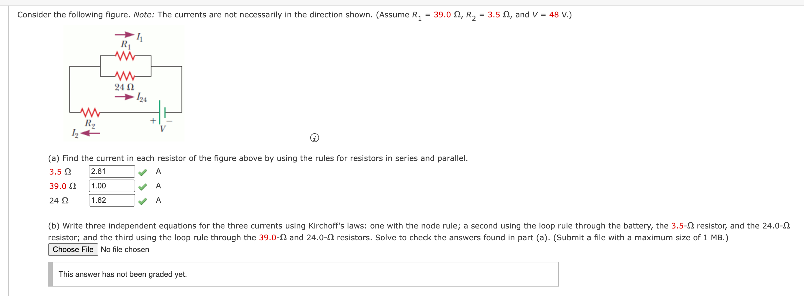 the direction shown. (Assume R, = 39.0 0, R, = 3.5 0,