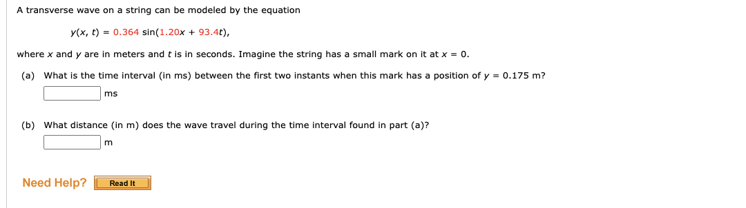 question 15 A transverse wave on a string can be modeled by