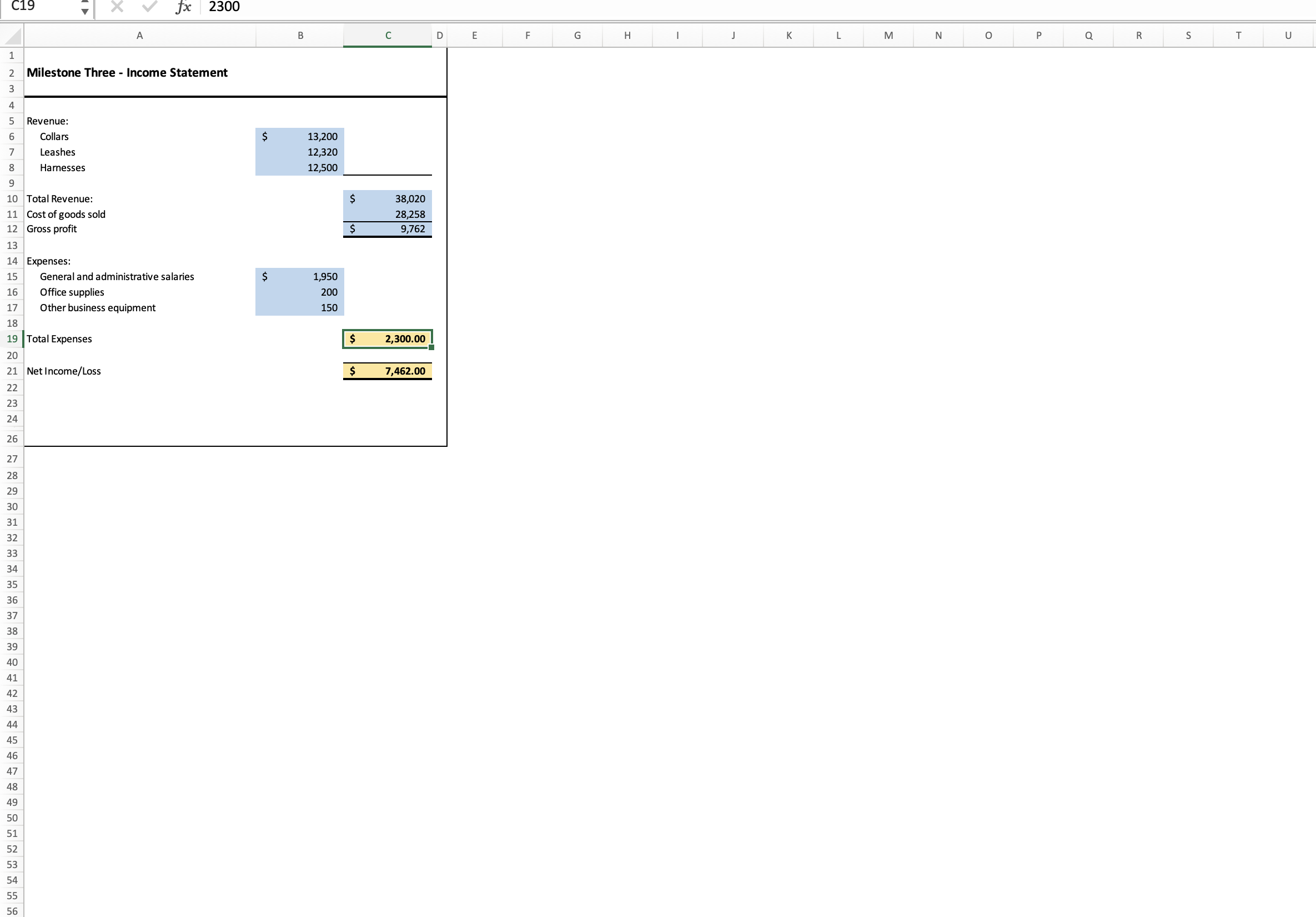 Total Fixed Costs 4,028.33 ######## 39 41 42 Harnesses 44 Item Variable
