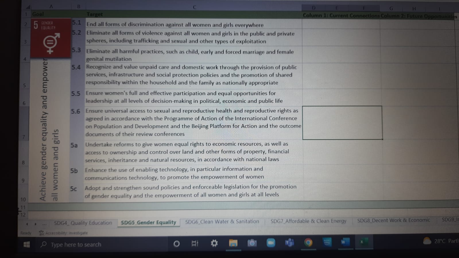 Using United Nations Sustainability Development Goals (SDGs) on Gender Equality.Discuss the1) Risks