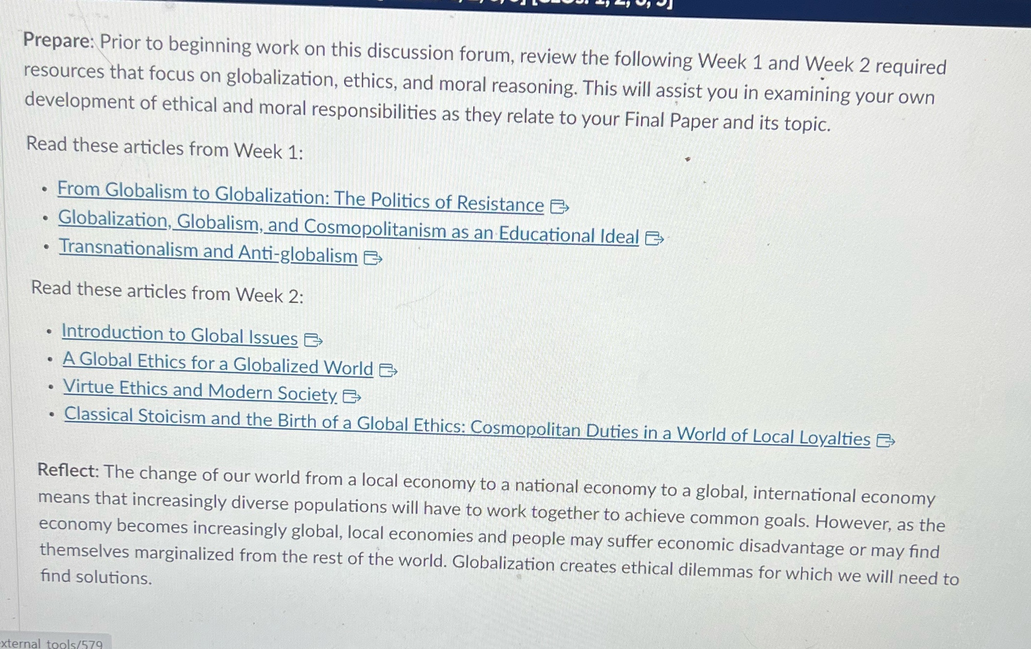  resources that focus on globalization, ethics, and moral reasoning. This will