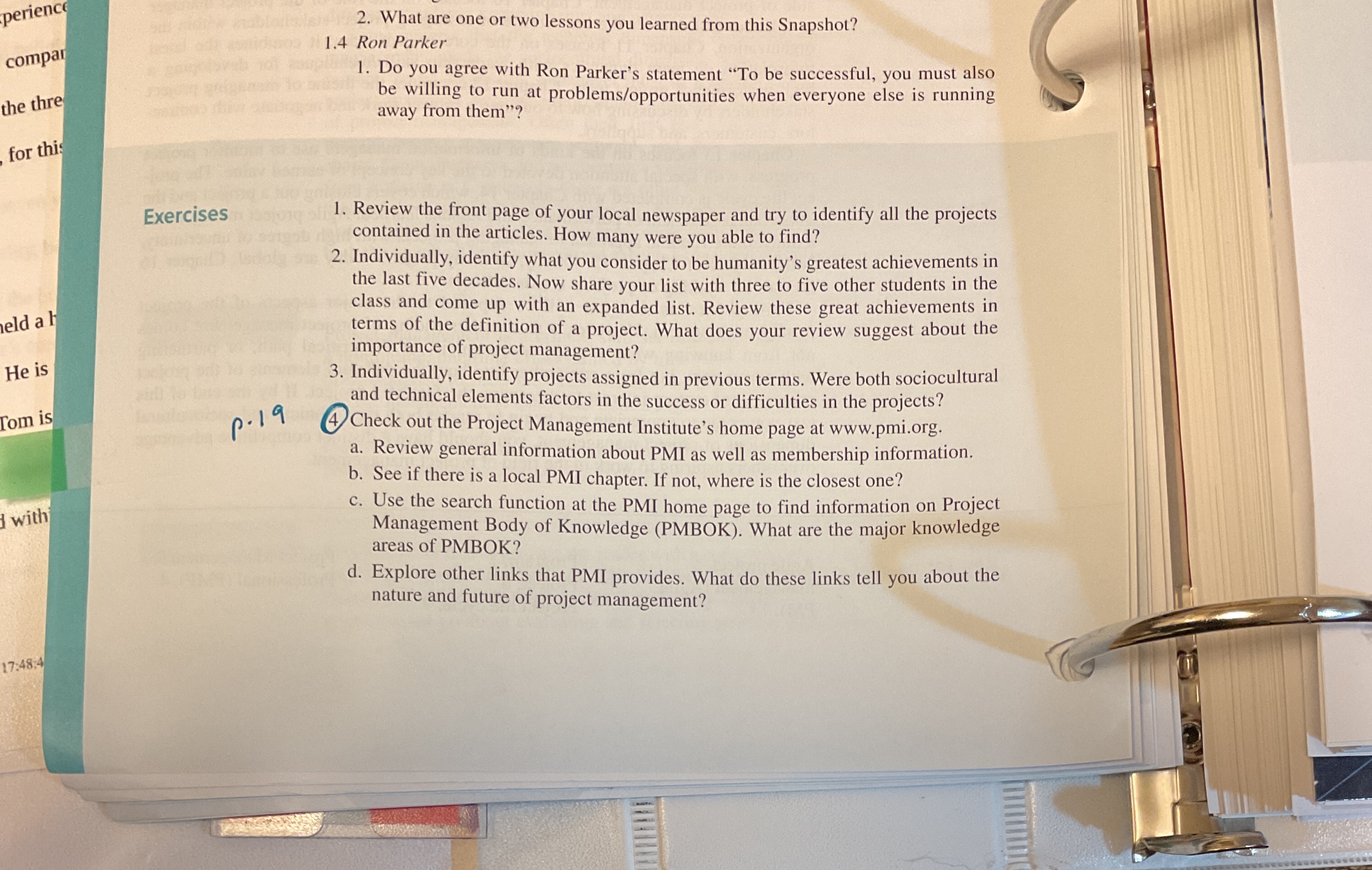  perience 2. What are one or two lessons you learned from