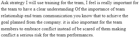 is really important for the team to have a clear understanding Of