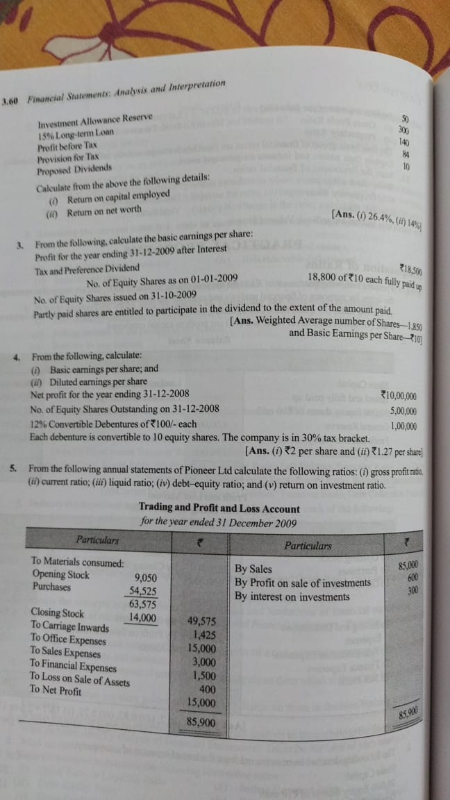 two of the following: (1) Gross Profit Ratio (if) Stock Turnover Ratio