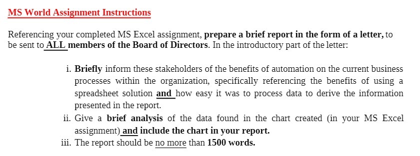 a brief report in the form of a letter, to be sent