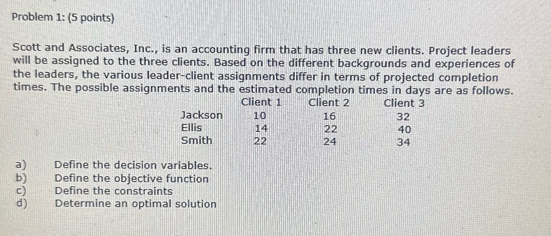  Problem 1: (5 points) Scott and Associates, Inc., is an accounting