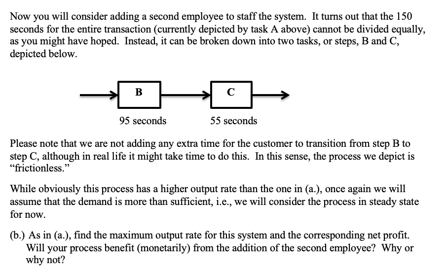 out a facility. The process involves a \"Chipotle-style\" line whereby customers arrive,