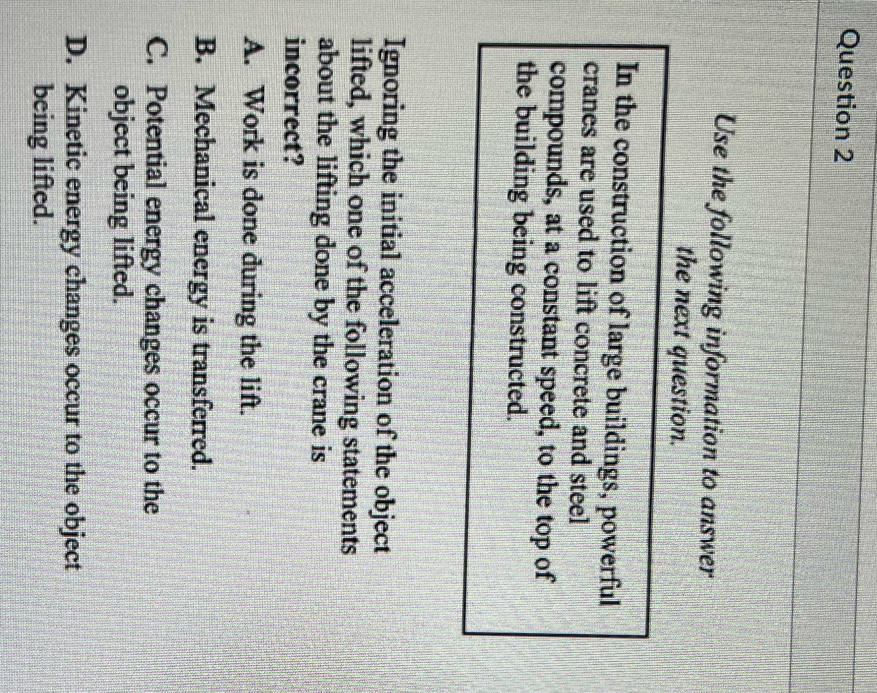 Help Question 2 Use the following information to answer the next question.