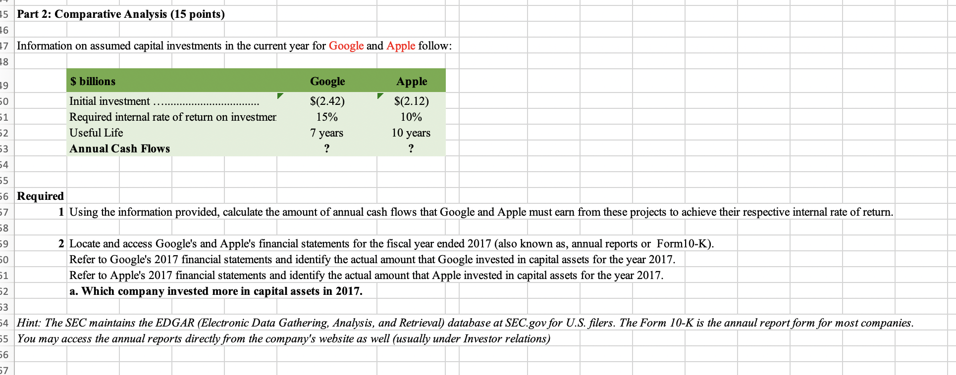 Co. can invest in one of two alternative projects. Project A requires