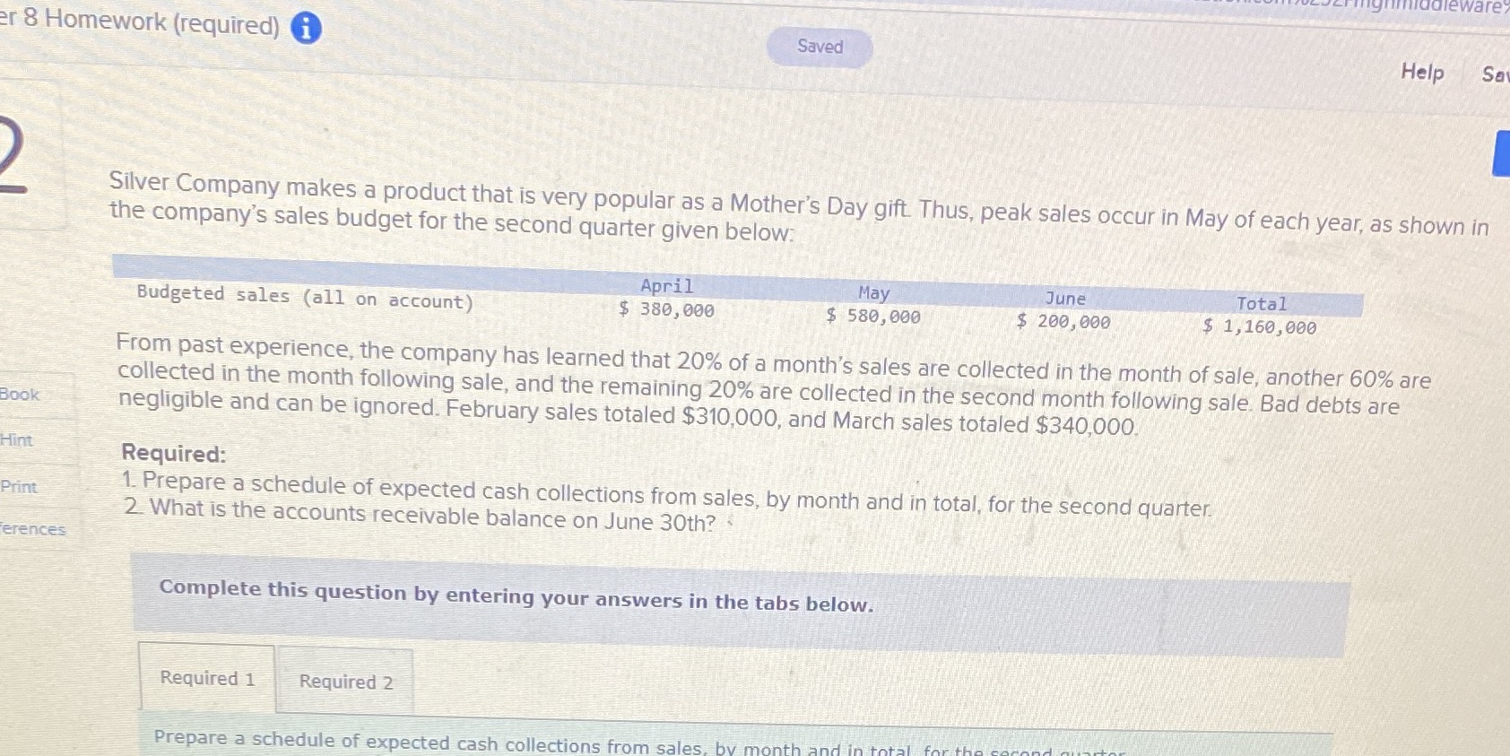 Ignmiddleware er 8 Homework (required) Saved Help Sa Silver Company makes
