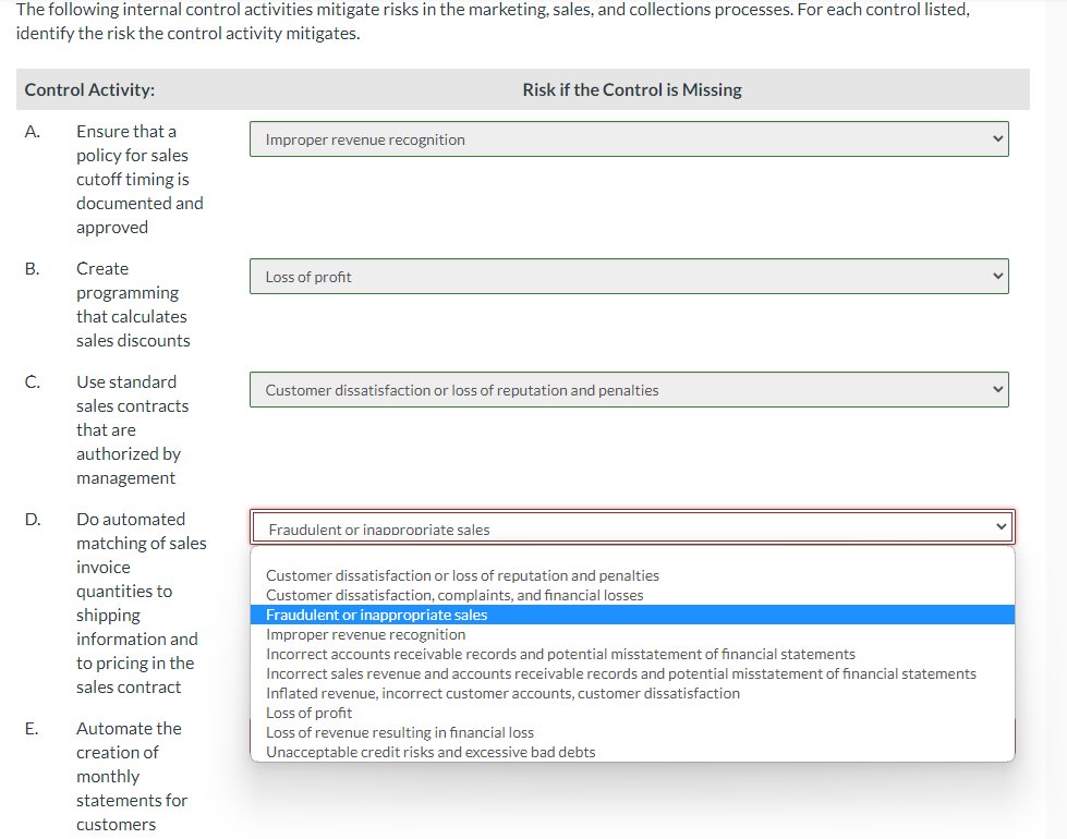 that a Improper revenue recognition policy for sales cutoff timing is documented