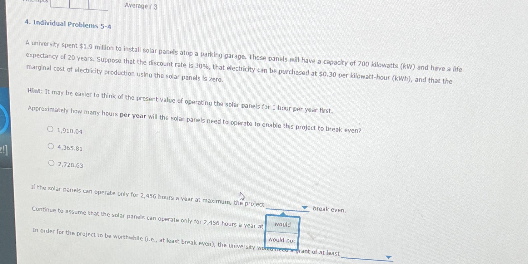 Average / 3 4. Individual Problems 5-4 A university spent $1.9