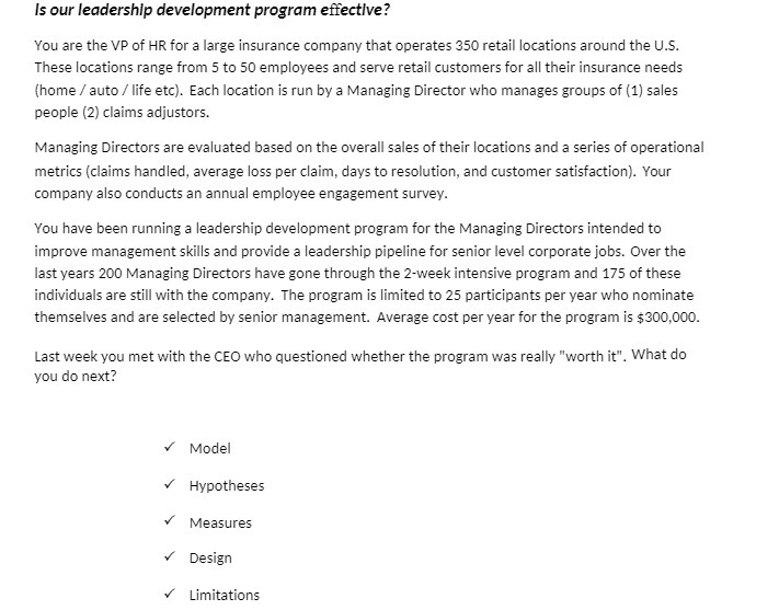 HR for a large insurance company that operates 350 retail locations around