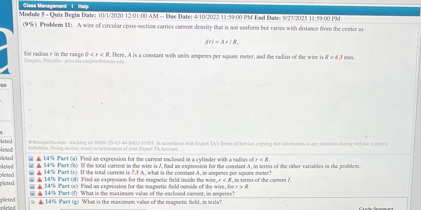  Class Management | Help Module 5 - Quiz Begin Date: 10/1/2020