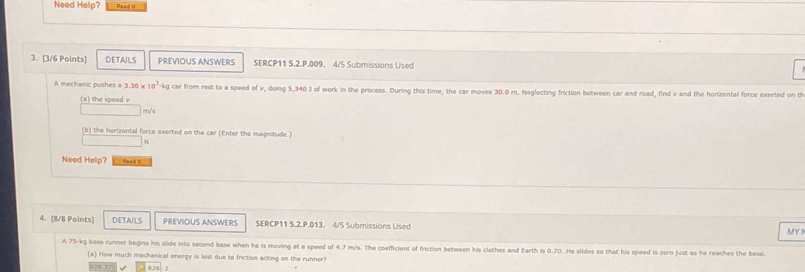  Need Help? Read It 3. [3/6 Points] DETAILS PREVIOUS ANSWERS SERCP11