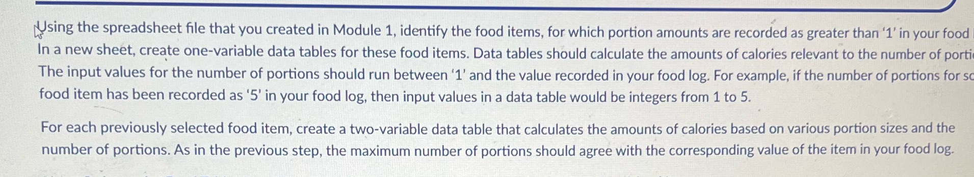 ._____/ Lysing the spreadsheet le that you created in Module 1,