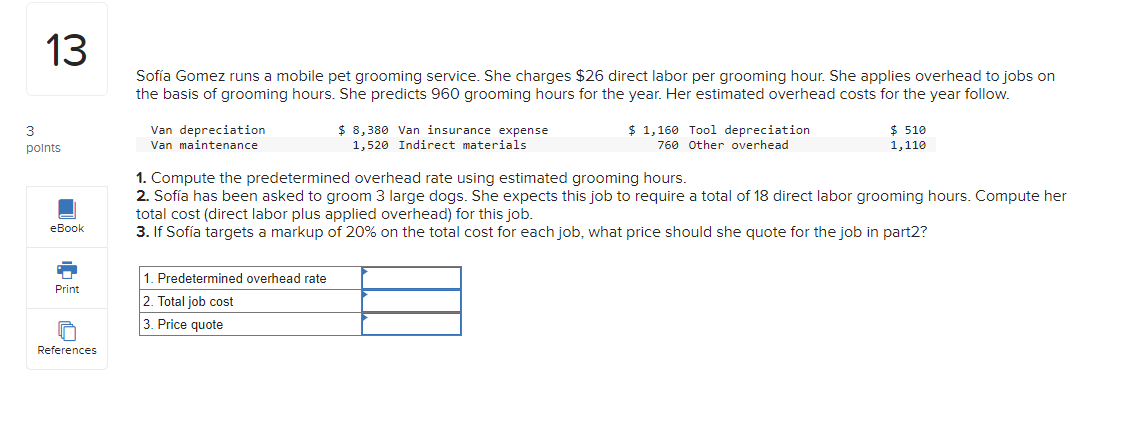 need help with question 13 References Soa Gomez runs a mobile pet