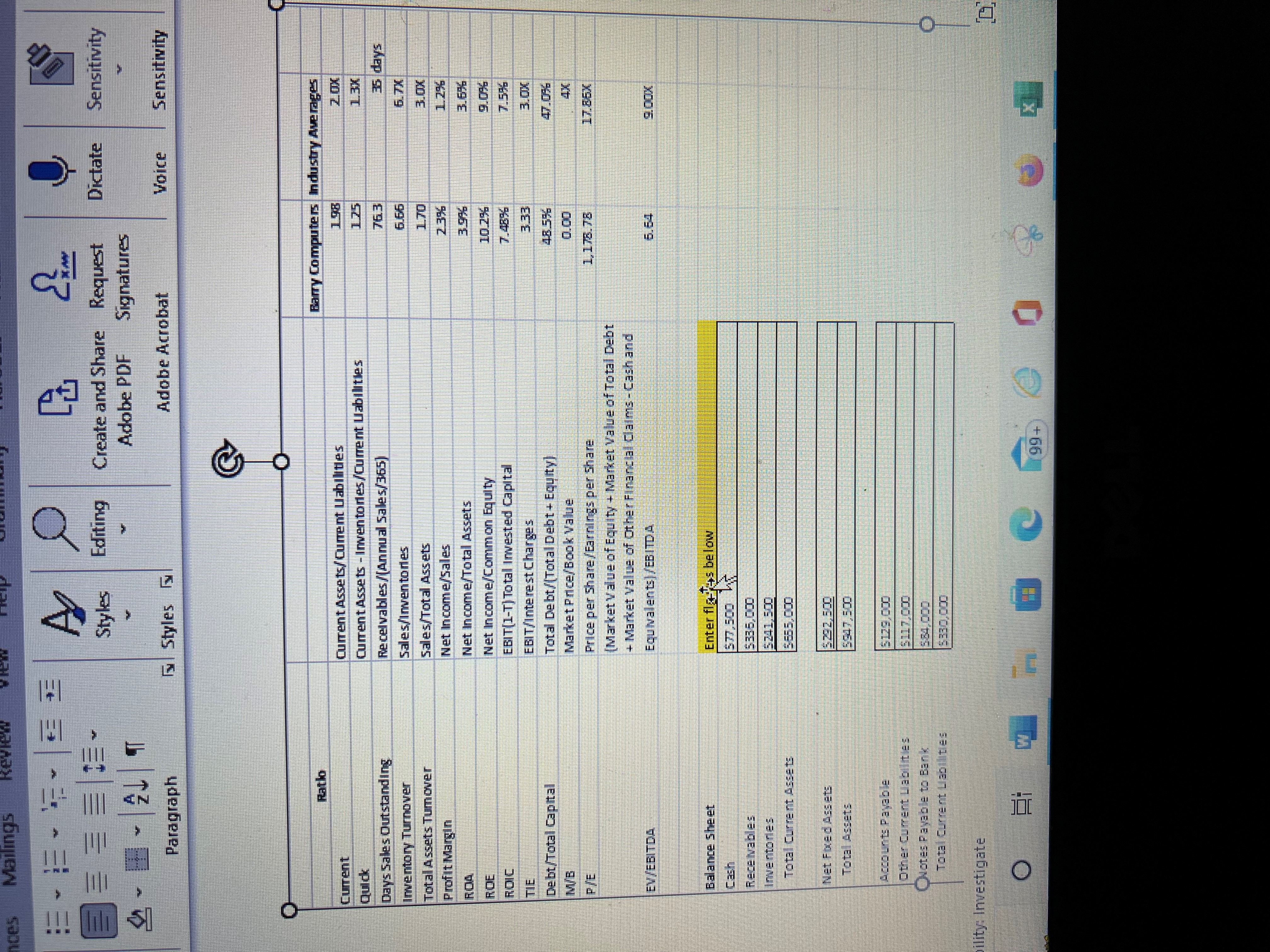 Industry Averages 198 20X Current Current Assets/ Cunent Uabilities Quick Current Assets