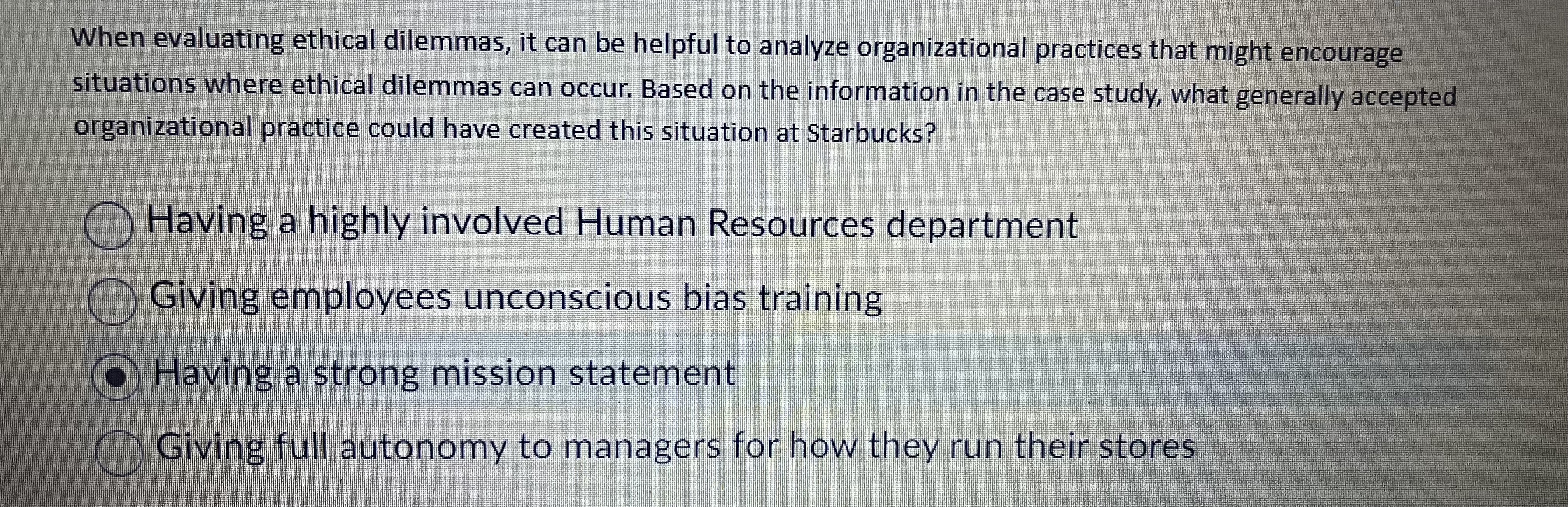 ethical test could the manager have used before calling the police on