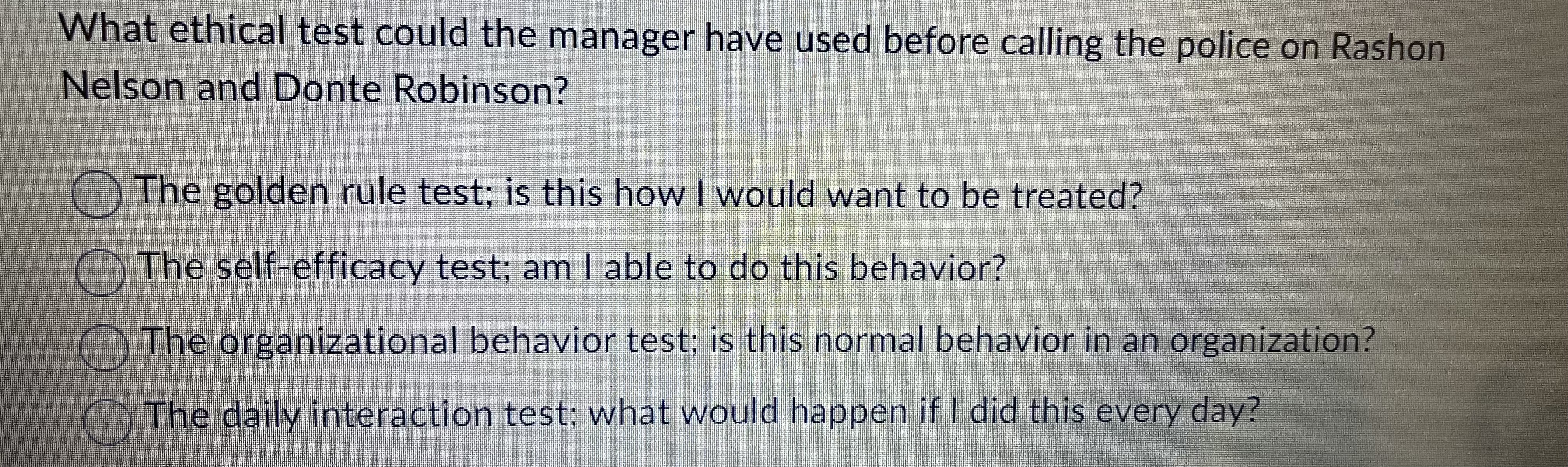 Robinson would be an example of what type of external force within