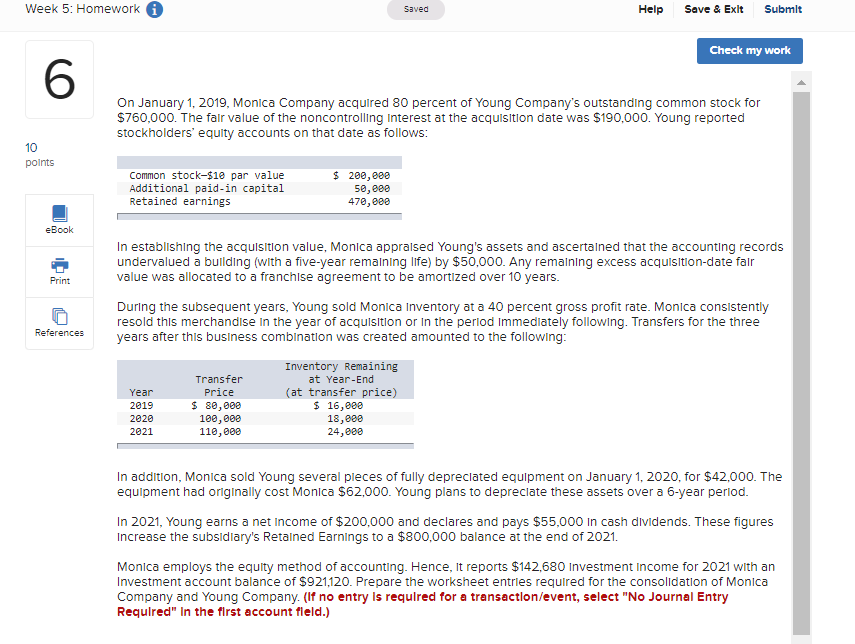  Week 5: Homework i Saved Help Save & Exit Submit Check
