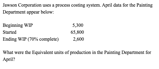  1. Bird Corp. uses a process costing system. The first production