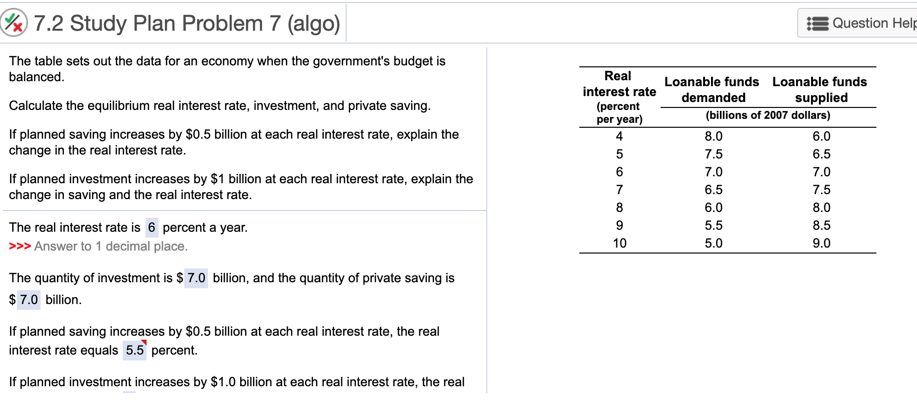 @ 7.2 Study Plan Problem 7 (algo) The table sets out