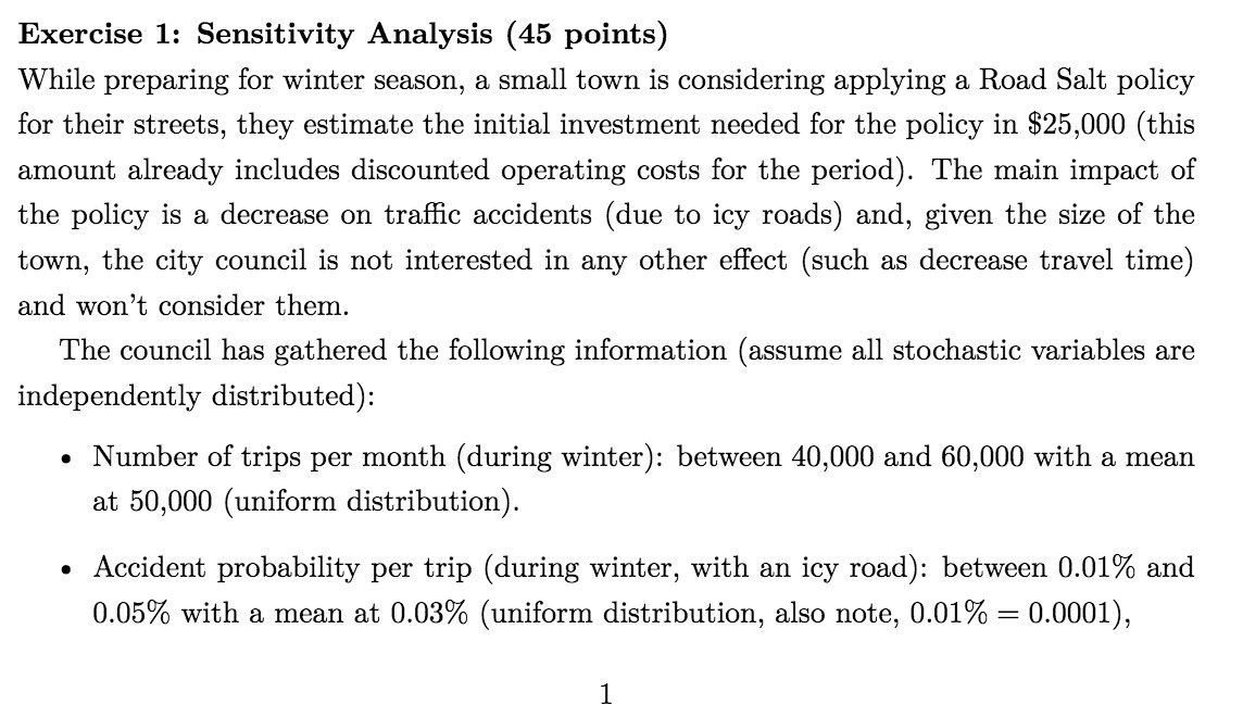 Econ cost and benefit analysis sensitivity analysis Exercise 1: Sensitivity Analysis (45
