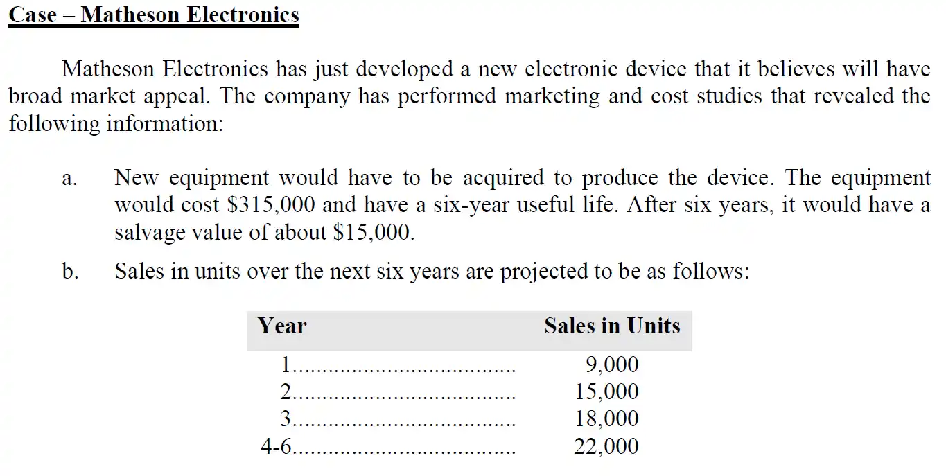 Case Matheson Electronics Matheson Electronics has just developed a new electronic