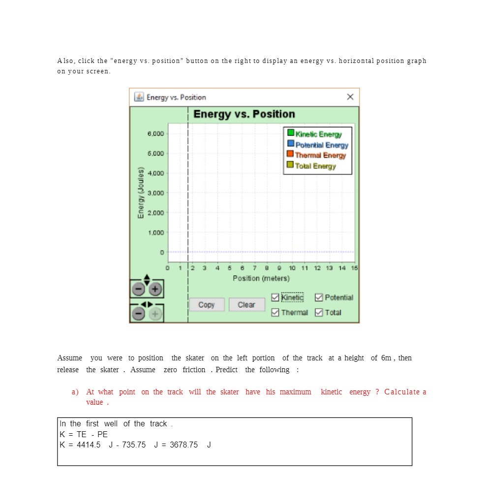 display an energy vs. horizontal position graph on your screen Energy vs.