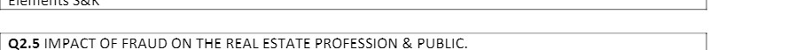 Q2.5 IMPACT OF FRAUD ON THE REAL ESTATE PROFESSION & PUBLIC.
