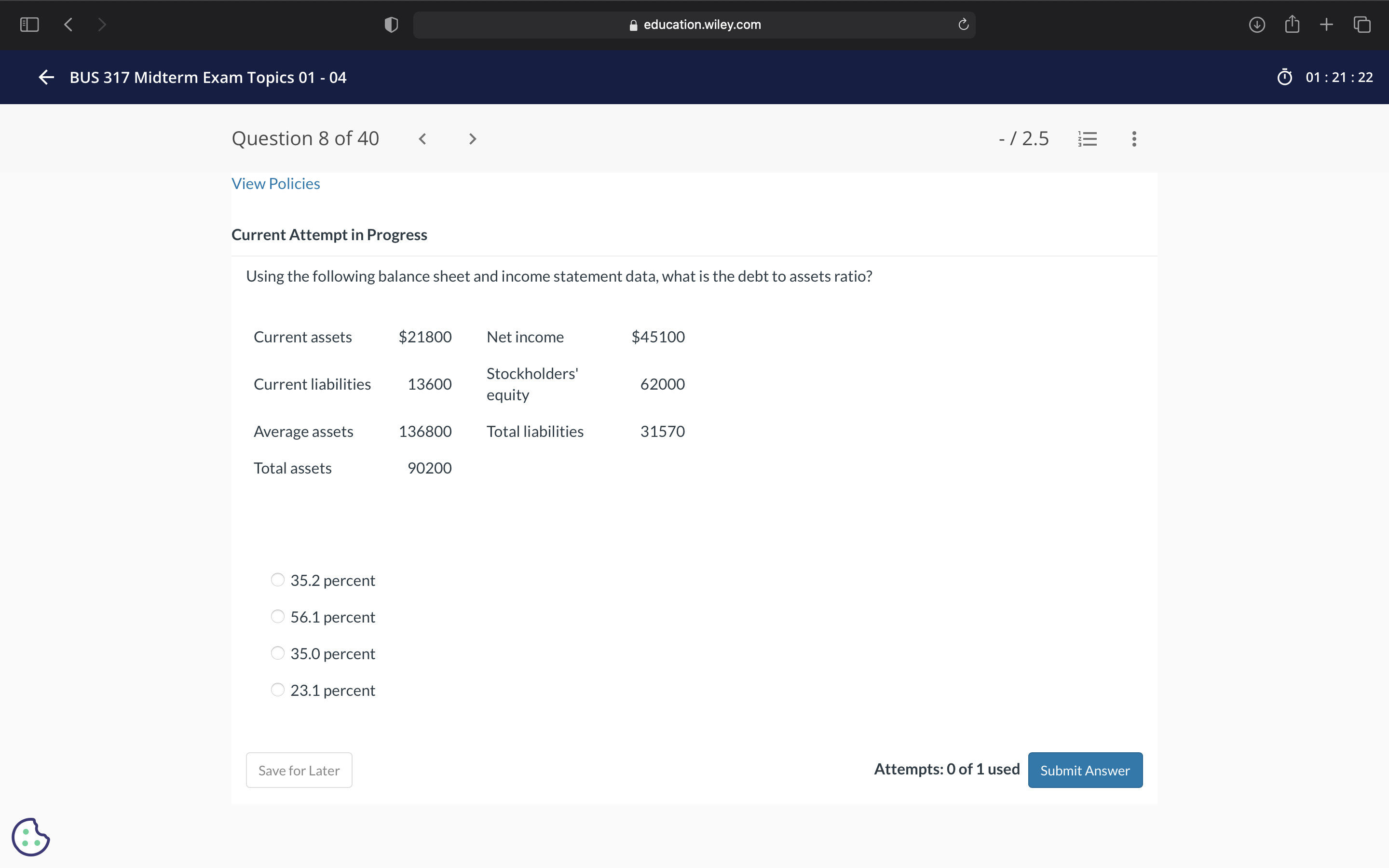 m -/2.5 E S View Policies Current Attempt in Progress Using