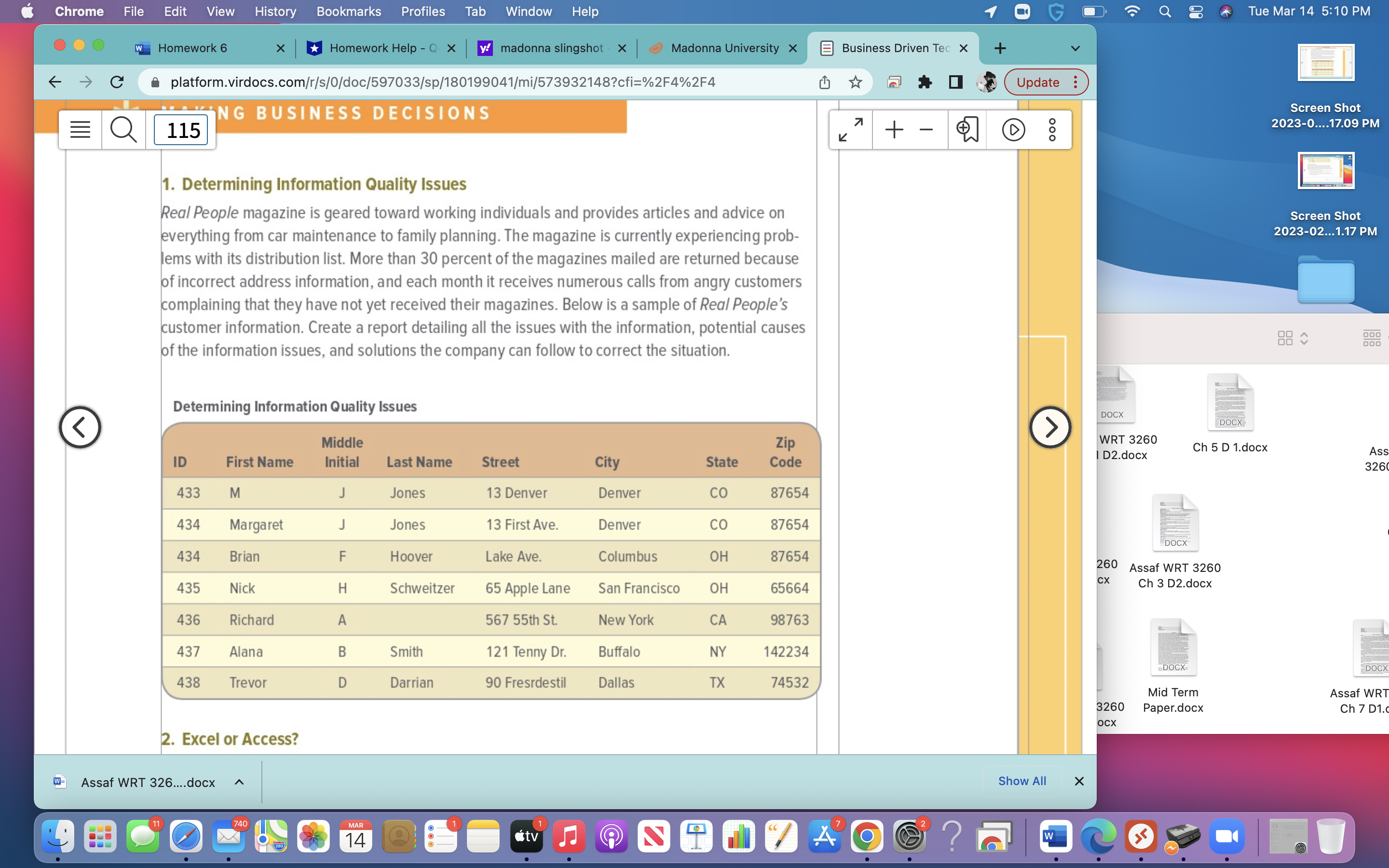 with this please also answer #3 "improving information quality" Chrome File Edit