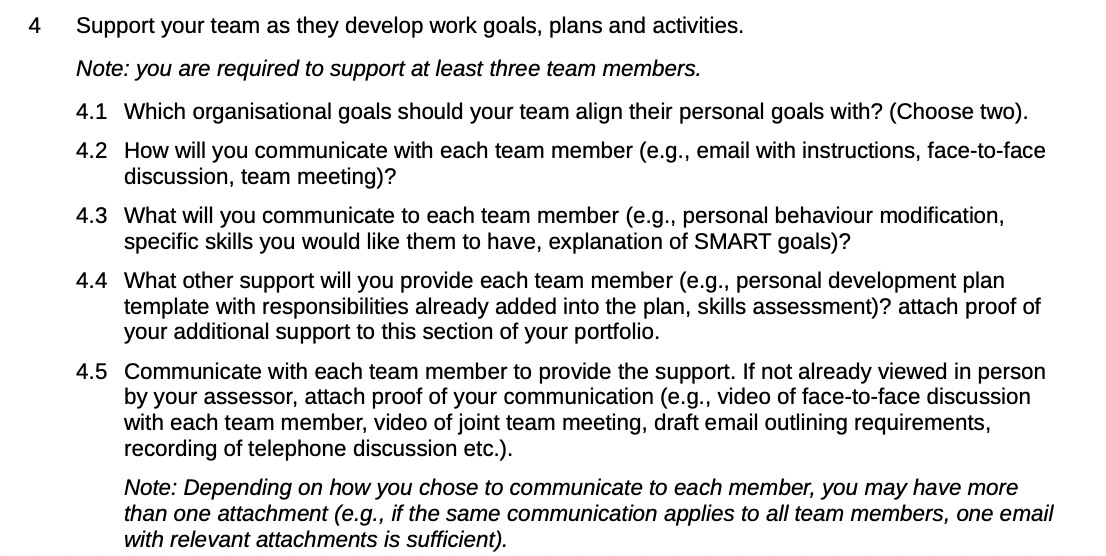 Note: you are required to support at feast three team members. 4.1