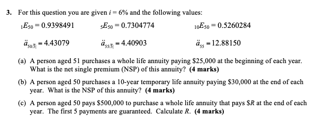 3. For this question you are given / = 6% and