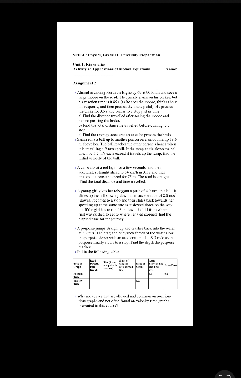 Here it is SPH3U: Physics, Grade 11, University Preparation Unit 1: Kinematics