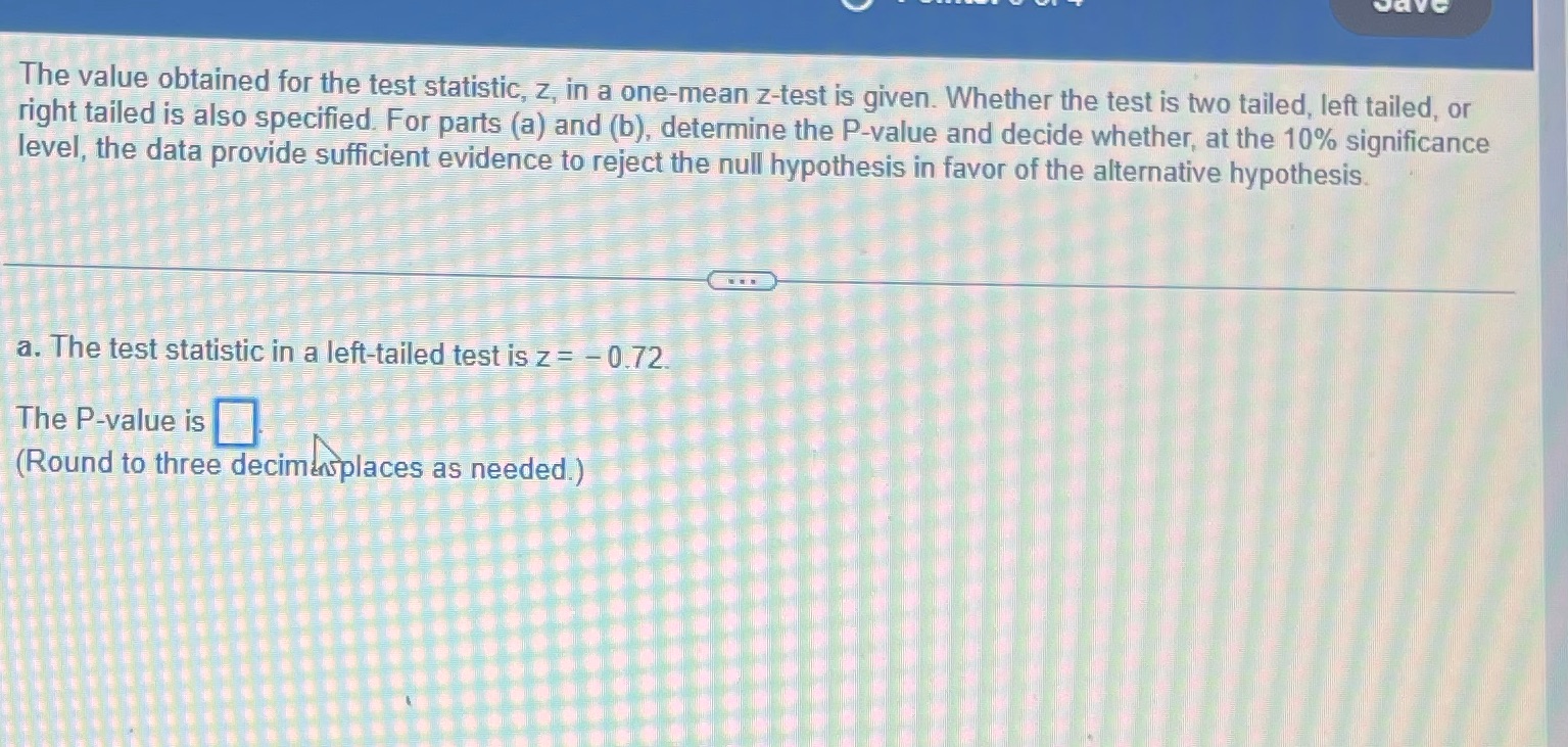 The value obtained for the test statistic, z, in a one-mean