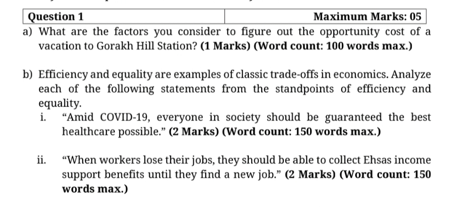 question 1 2 parts Question 1 Maximum Marks: 05 a) What are