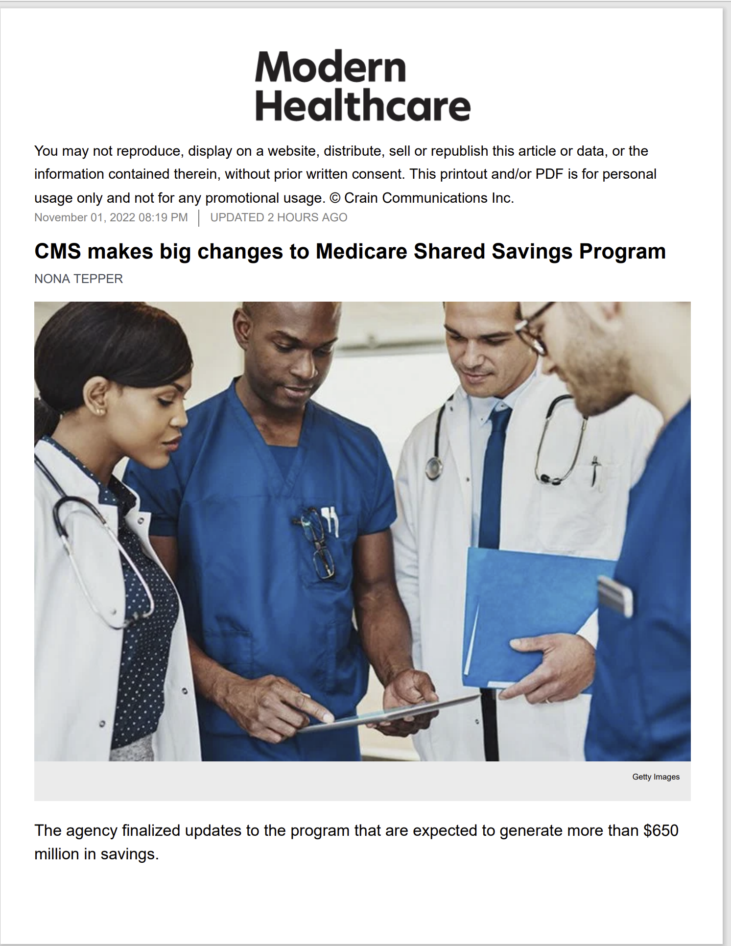 How is it relevant to the current health care landscape?Discuss the current