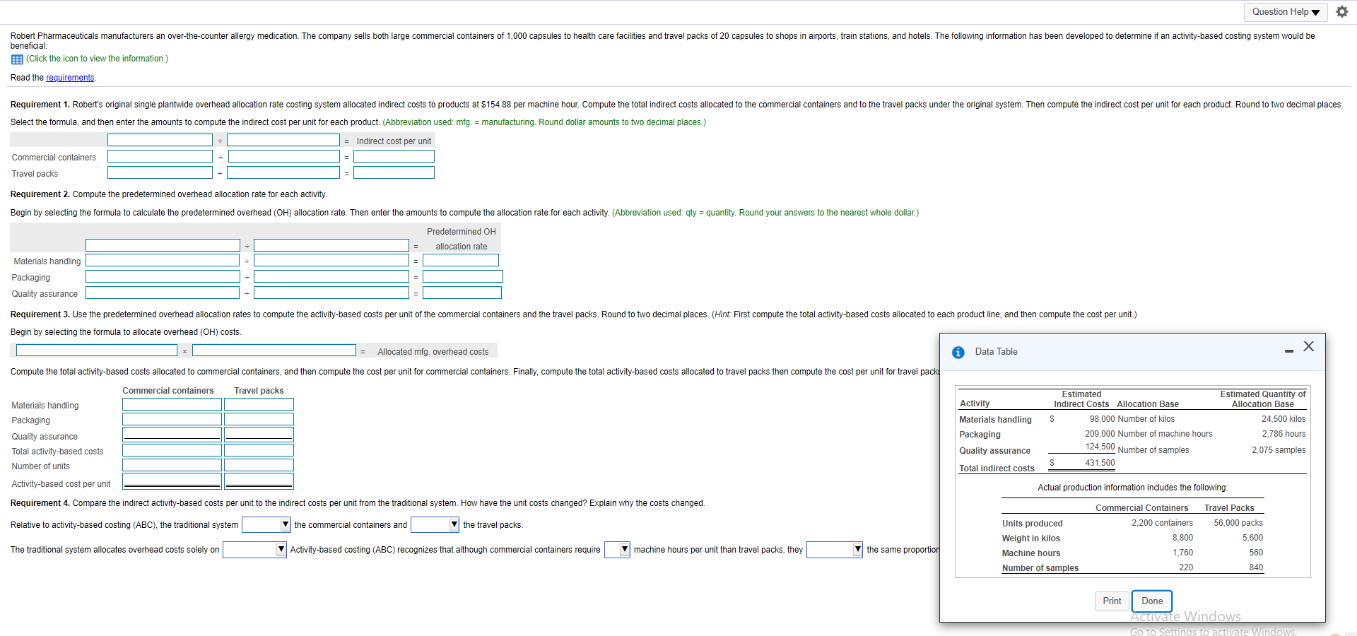 please help with attached question Question Help Robert Pharmaceuticals manufacturers an over-the-counter