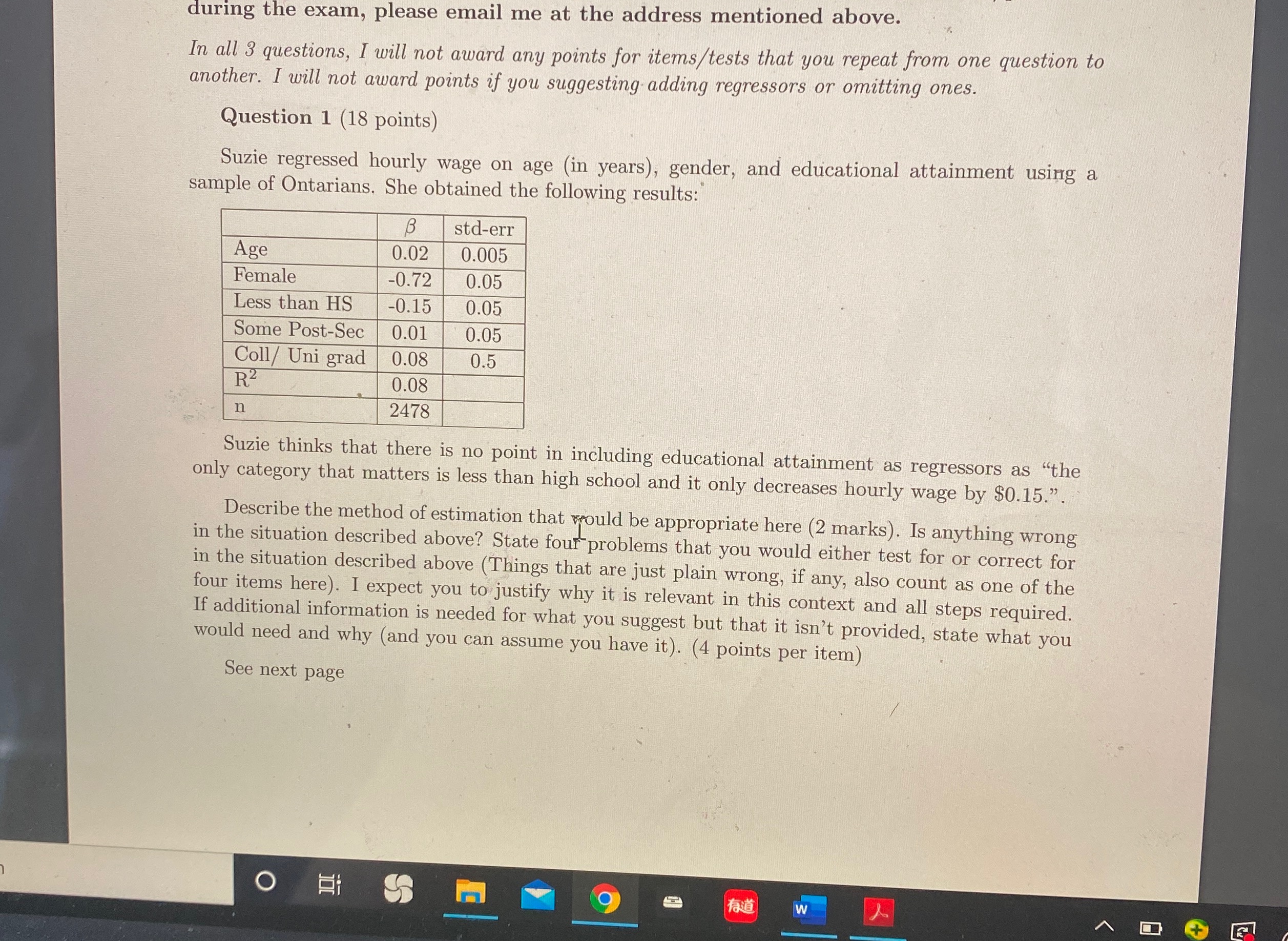 need an answer for q1 during the exam, please email me at
