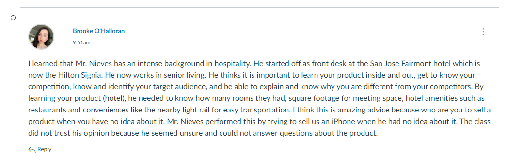 Please reply to classmates' posts. any help plz to response my class