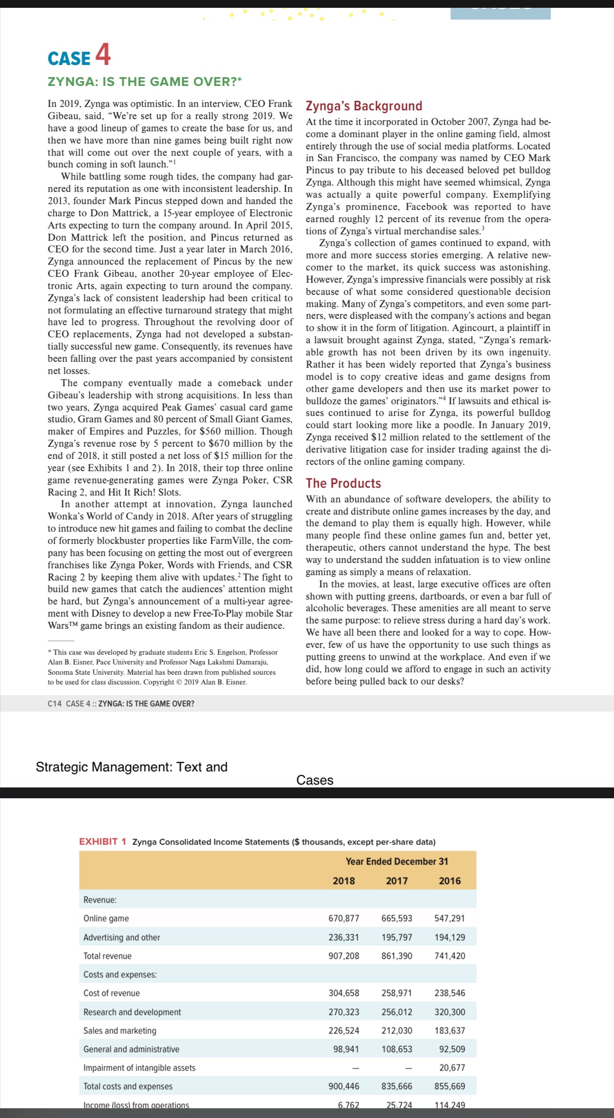 Please review the Zynga Case Study from your textbook. Make an essay